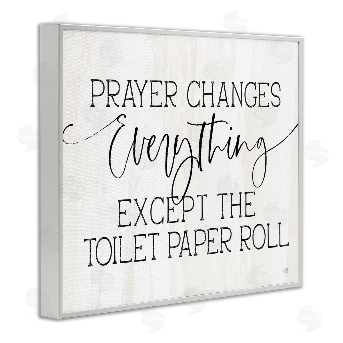 Lux + Mes Prayer Changes Everything Funny Religious Bathroom Quote White Framed Giclee Wall Art Print