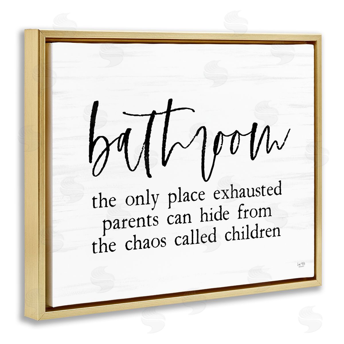 Lux + Mes Humorous Bathroom Family Quote Parents & Children  Gold Floating Frame Canvas Wall Art Print