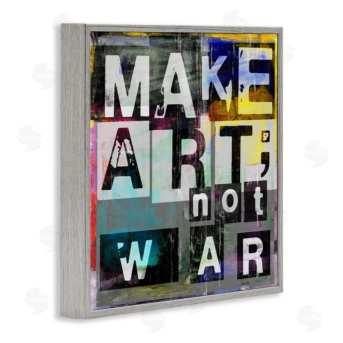 Sven Pfrommer Make Art Not War Quirky Modern Typography Letters  Gray Framed Glicee Wall Art Print