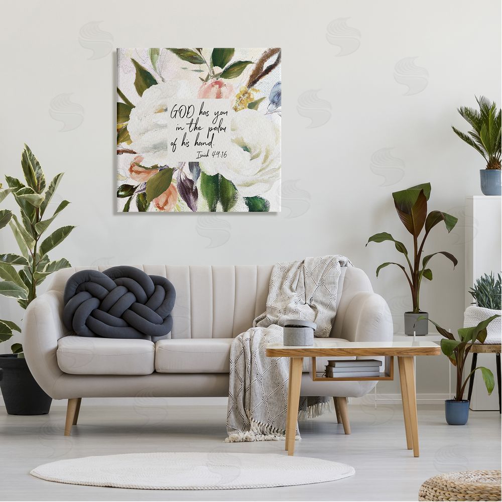 Amy Brinkman Palm Of His Hand Religious Calligraphy Traditional Blossom Canvas Wall Art in Room