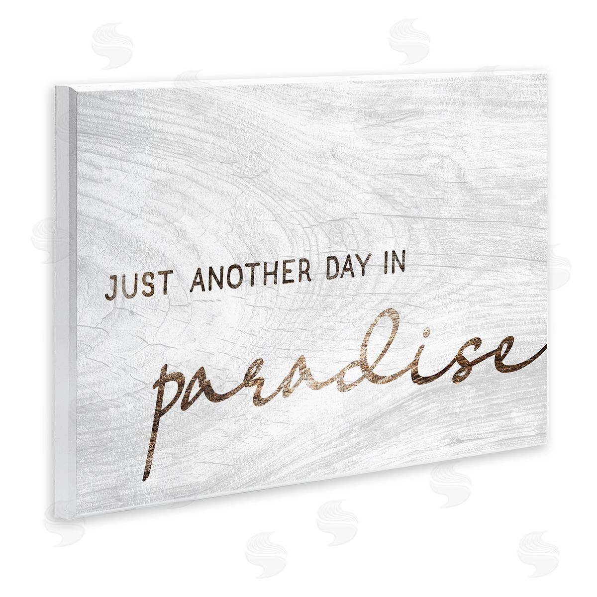 Stupell Studio Paradise Phrase Glam Cursive White Grain Pattern  Wall Plaque Art Print