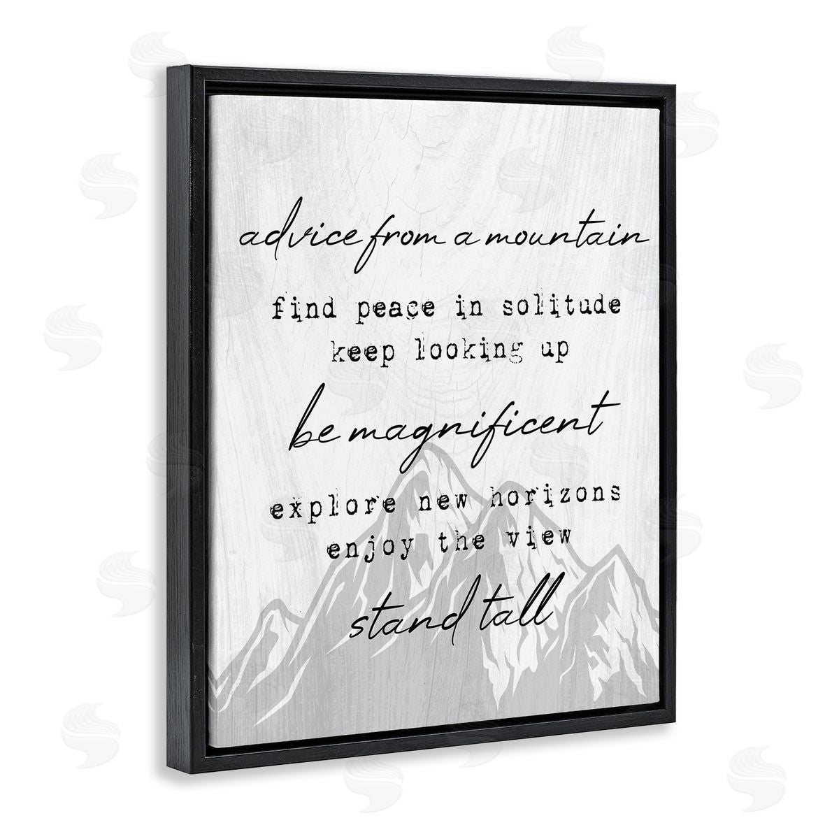 Stupell Studio Advice From Mountains Rustic Motivational Adventure Quote  Black Floating Frame Canvas Wall Art Print