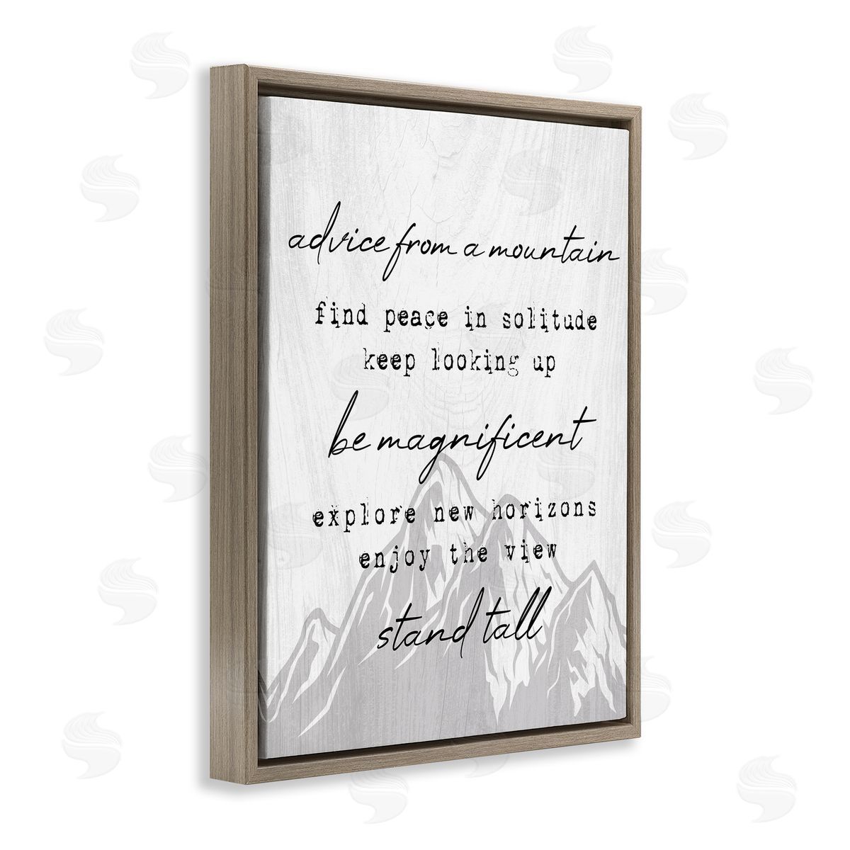 Stupell Studio Advice From Mountains Rustic Motivational Adventure Quote  Brown Floating Frame Canvas Wall Art Print