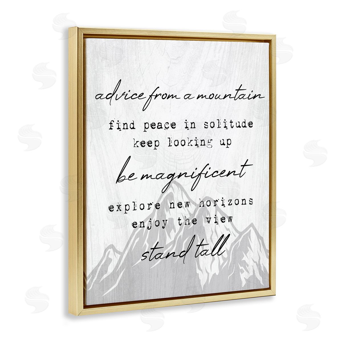 Stupell Studio Advice From Mountains Rustic Motivational Adventure Quote  Gold Floating Frame Canvas Wall Art Print