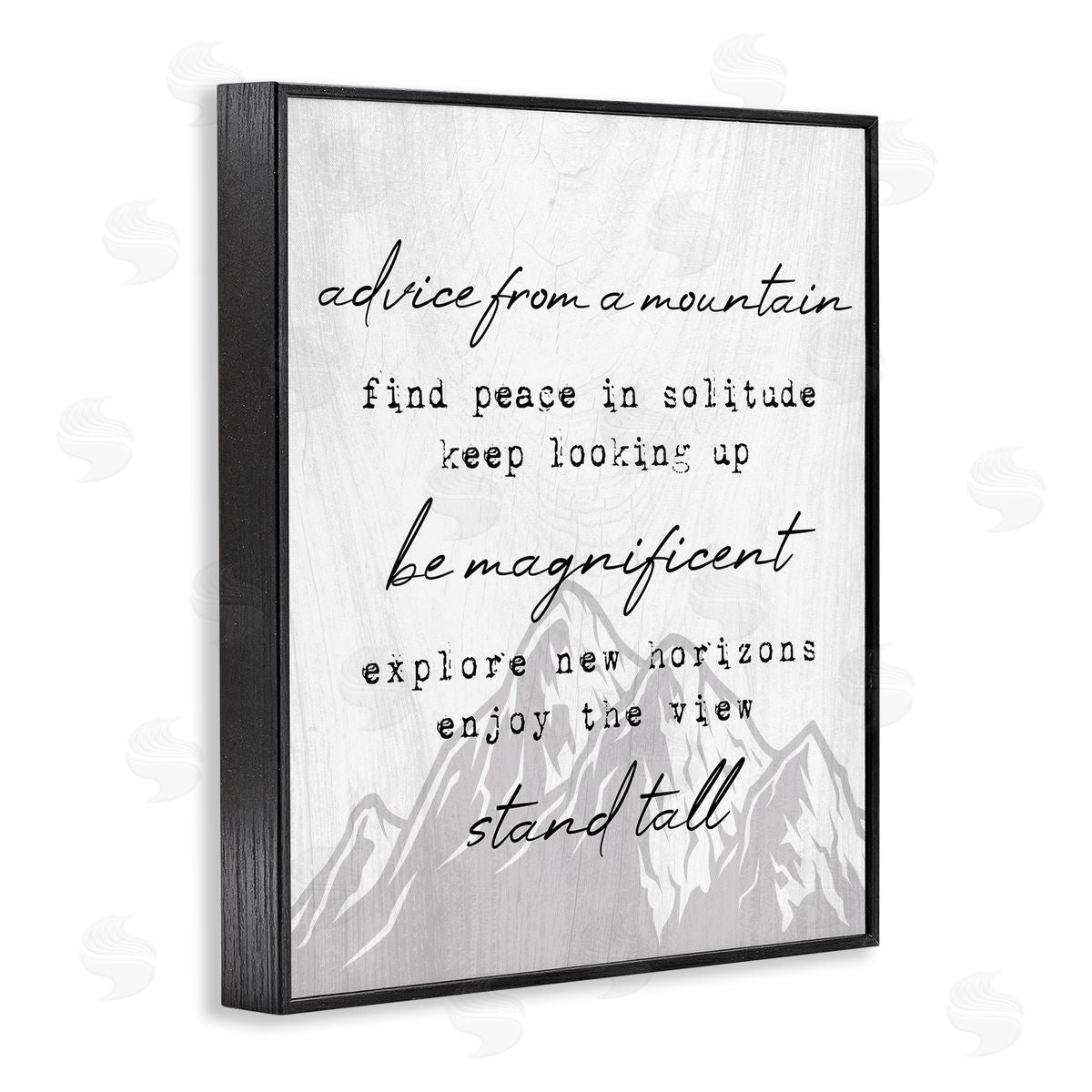 Stupell Studio Advice From Mountains Rustic Motivational Adventure Quote  Black Framed Giclee Wall Art Print