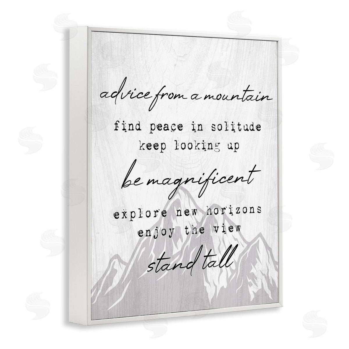 Stupell Studio Advice From Mountains Rustic Motivational Adventure Quote  White Framed Giclee Wall Art Print