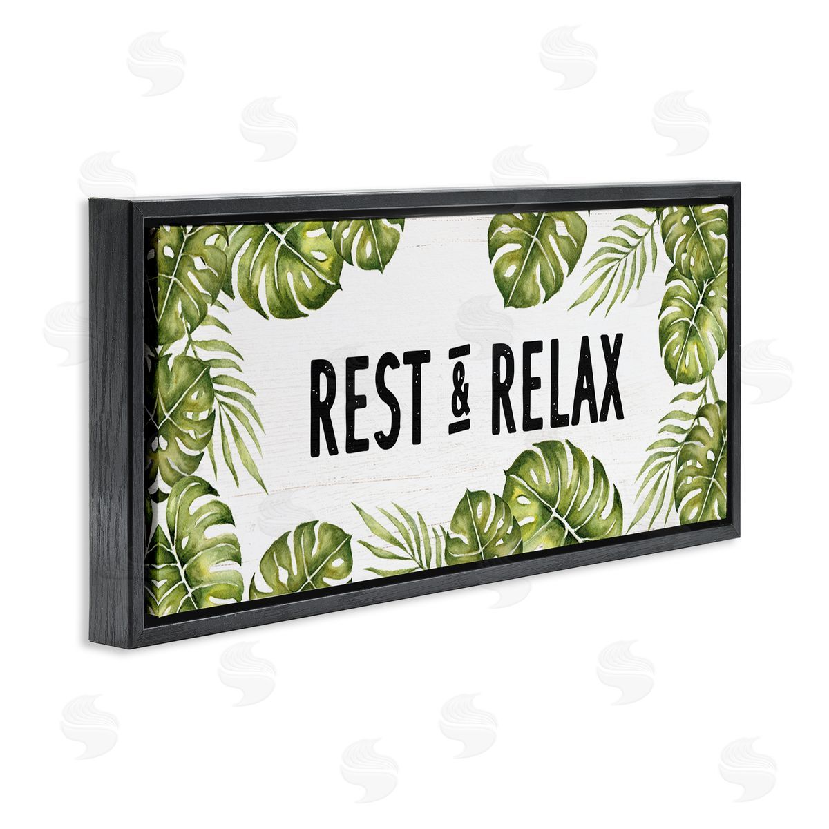 Stupell Studio Rest & Relax Tropical Monstera Plants Leaves Typography