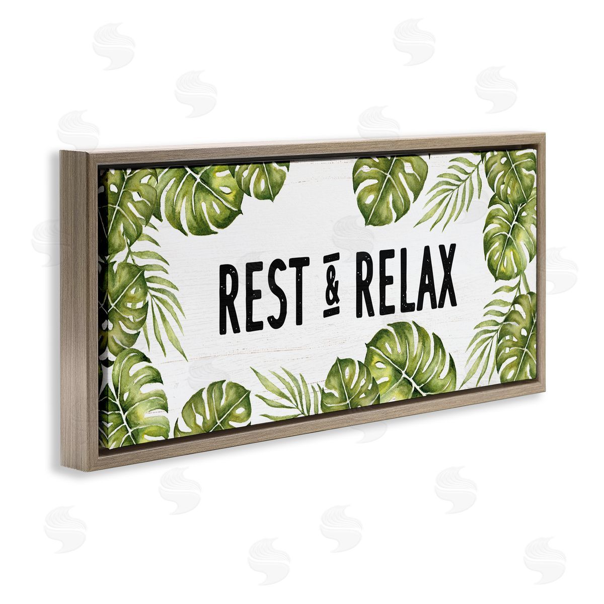 Stupell Studio Rest & Relax Tropical Monstera Plants Leaves Typography