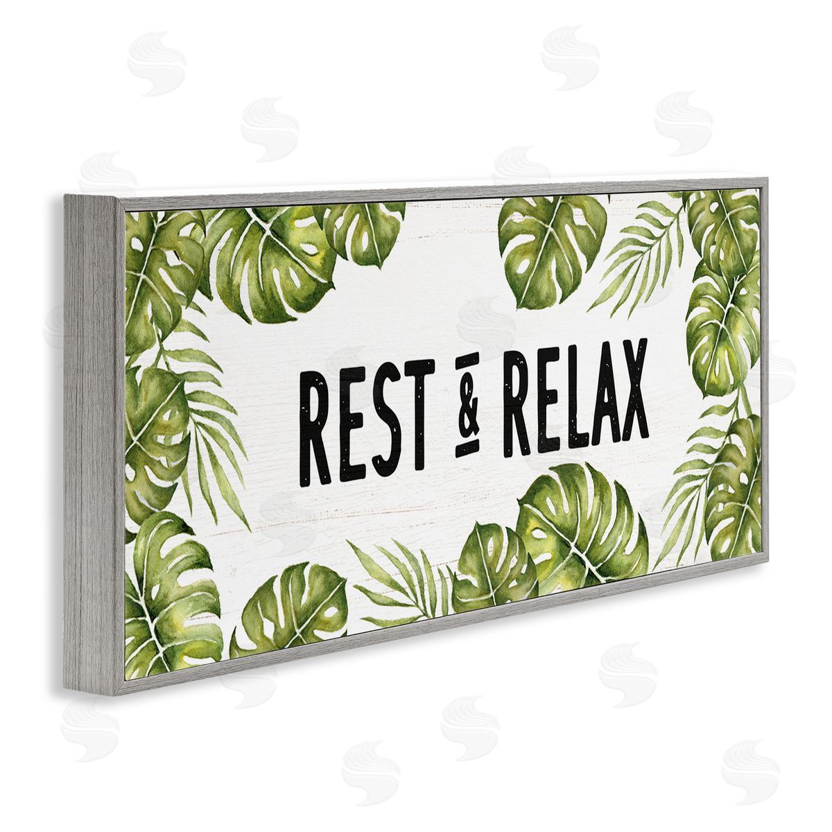 Stupell Studio Rest & Relax Tropical Monstera Plants Leaves Typography