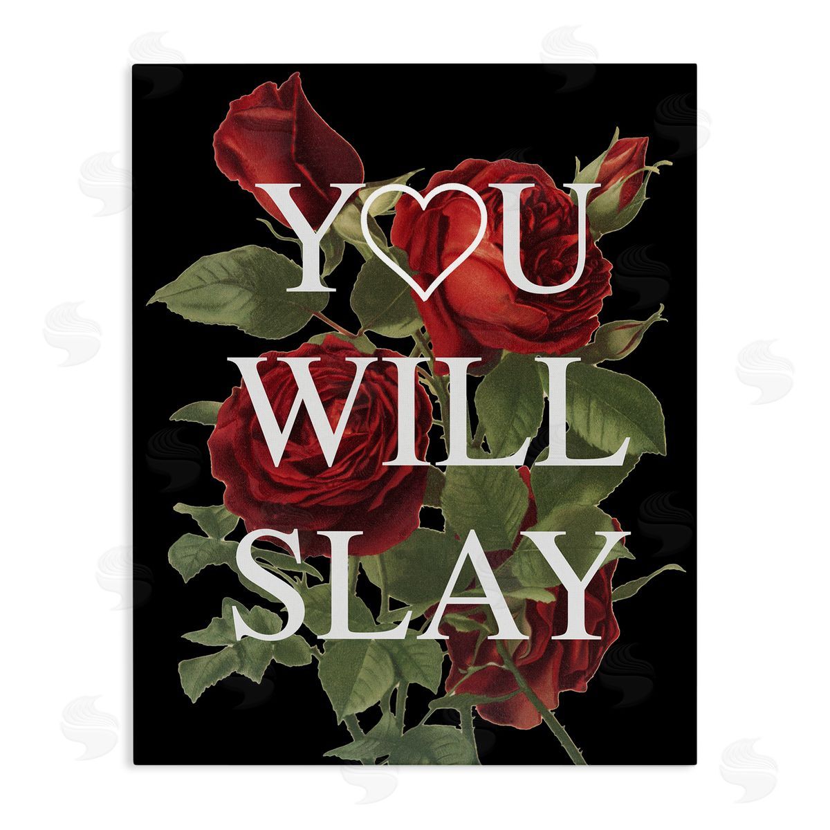 Stupell Studio You Will Slay Chic Red Roses Glam Phrase  Stretched Canvas Wall Art Print