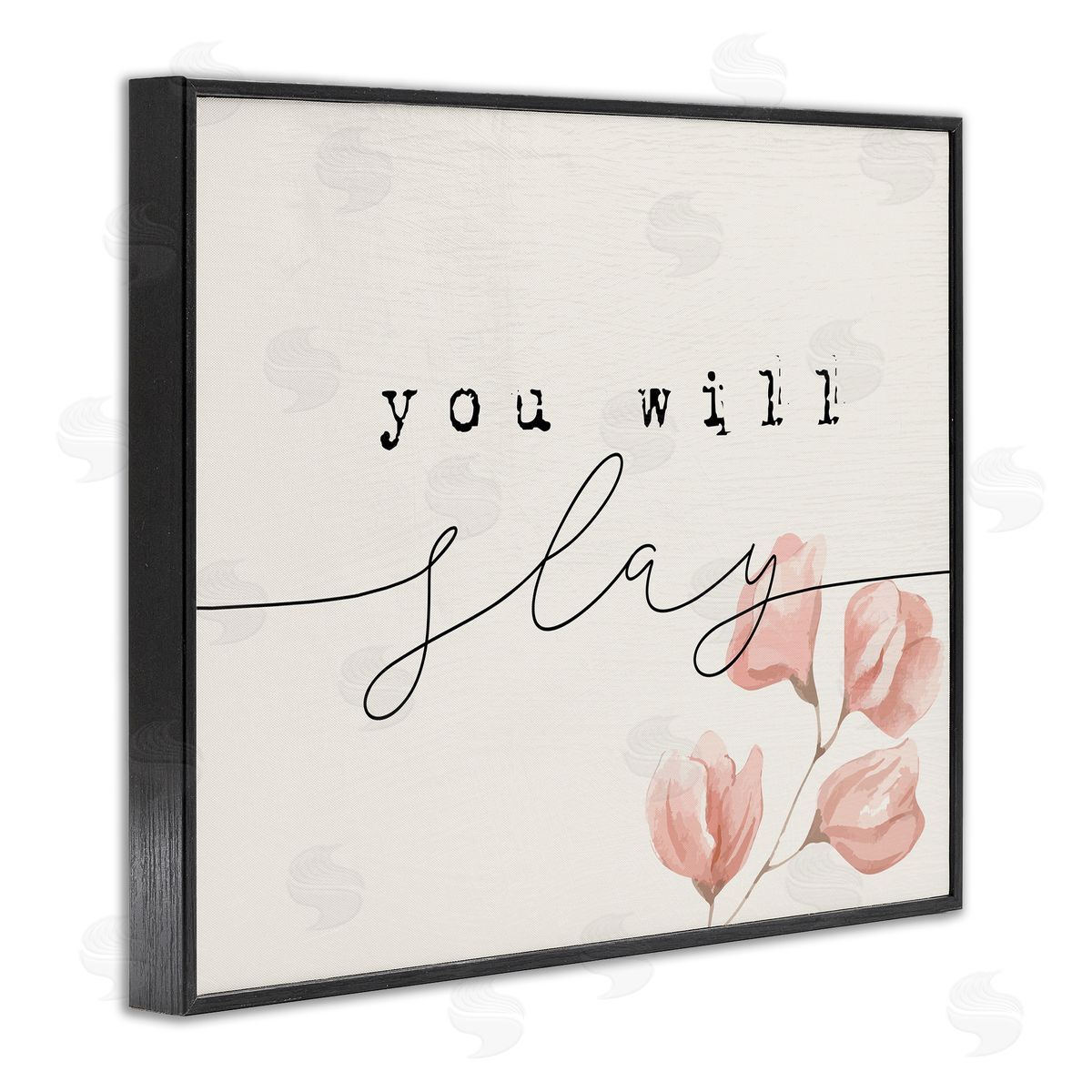 Stupell Studio You Will Slay Minimal Pink Flower Blossoms Typography Black Framed Giclee Wall Art Print