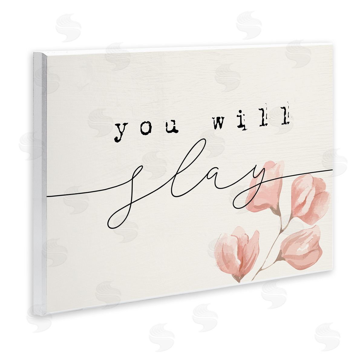 Stupell Studio You Will Slay Minimal Pink Flower Blossoms Typography Wall Plaque Art Print