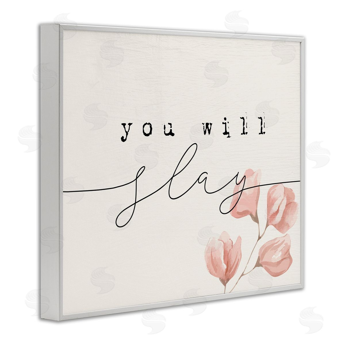 Stupell Studio You Will Slay Minimal Pink Flower Blossoms Typography White Framed Giclee Wall Art Print