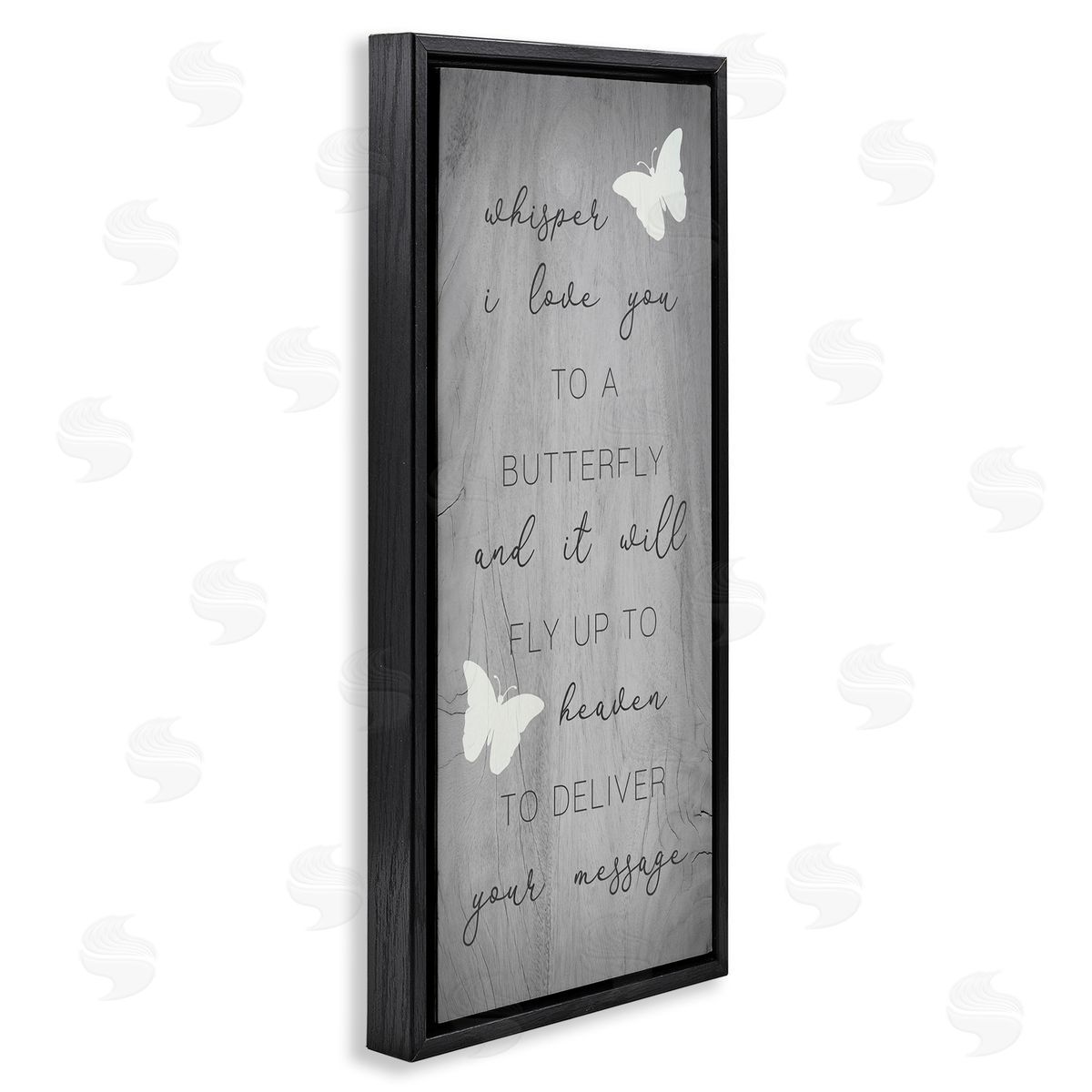 Stupell Studio Romantic Butterfly Quote Rustic Grey Grain Pattern
