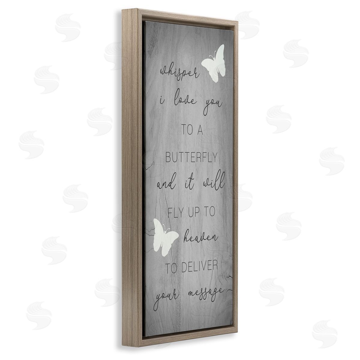 Stupell Studio Romantic Butterfly Quote Rustic Grey Grain Pattern