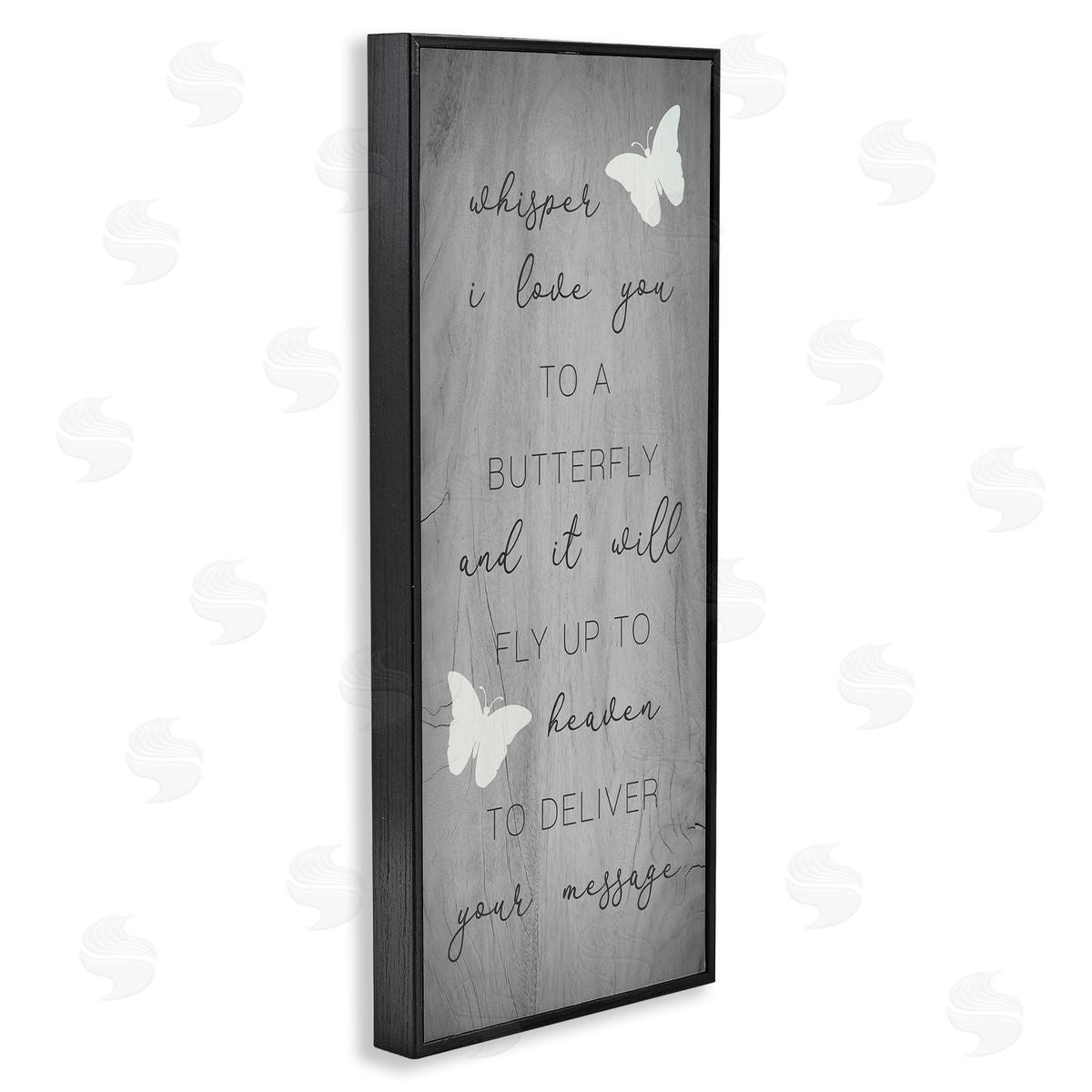 Stupell Studio Romantic Butterfly Quote Rustic Grey Grain Pattern