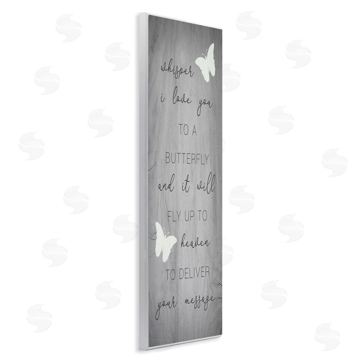 Stupell Studio Romantic Butterfly Quote Rustic Grey Grain Pattern