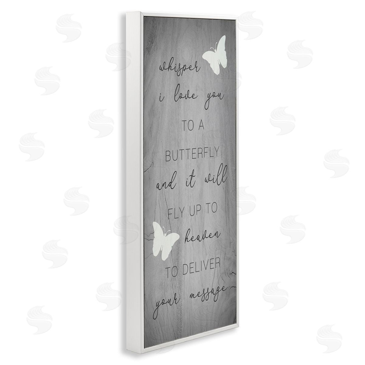 Stupell Studio Romantic Butterfly Quote Rustic Grey Grain Pattern
