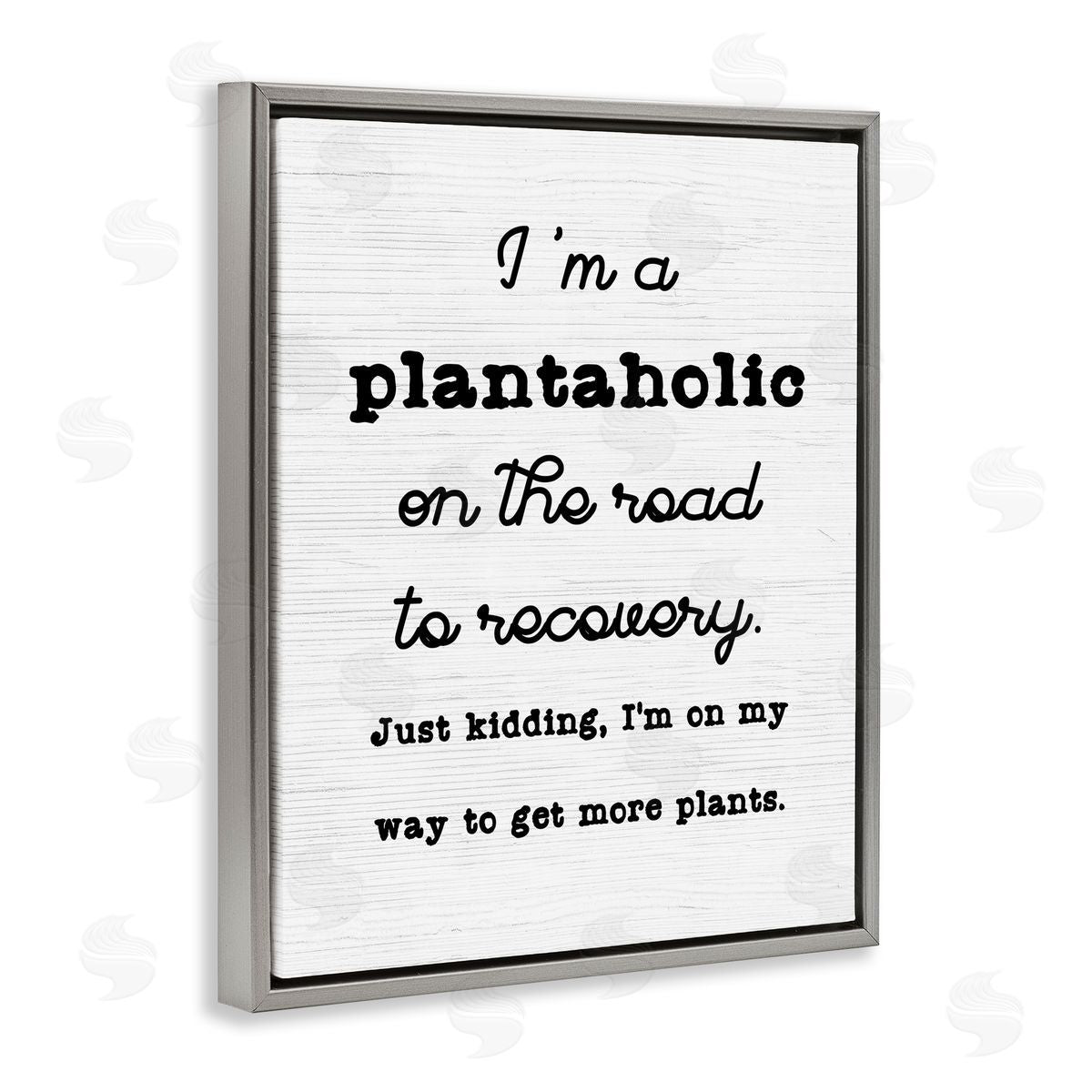 Stupell Studio Witty Plantaholic Sign Fun Plant Parent Typography Gray Floating Frame Canvas Wall Art Print
