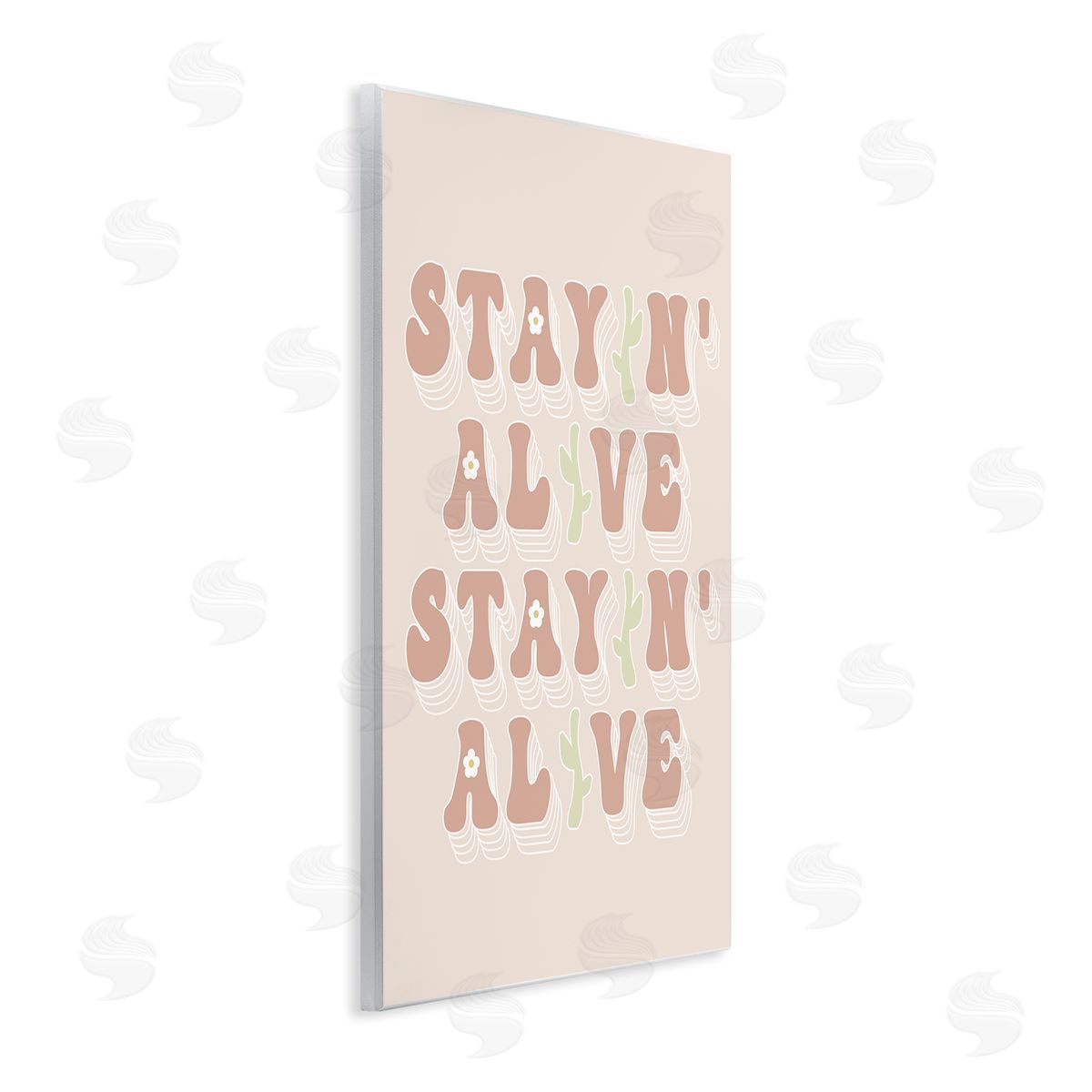 Stupell Studio Stayin' Alive Groovy Gardening Plant Text Quote  Wall Plaque Art Print