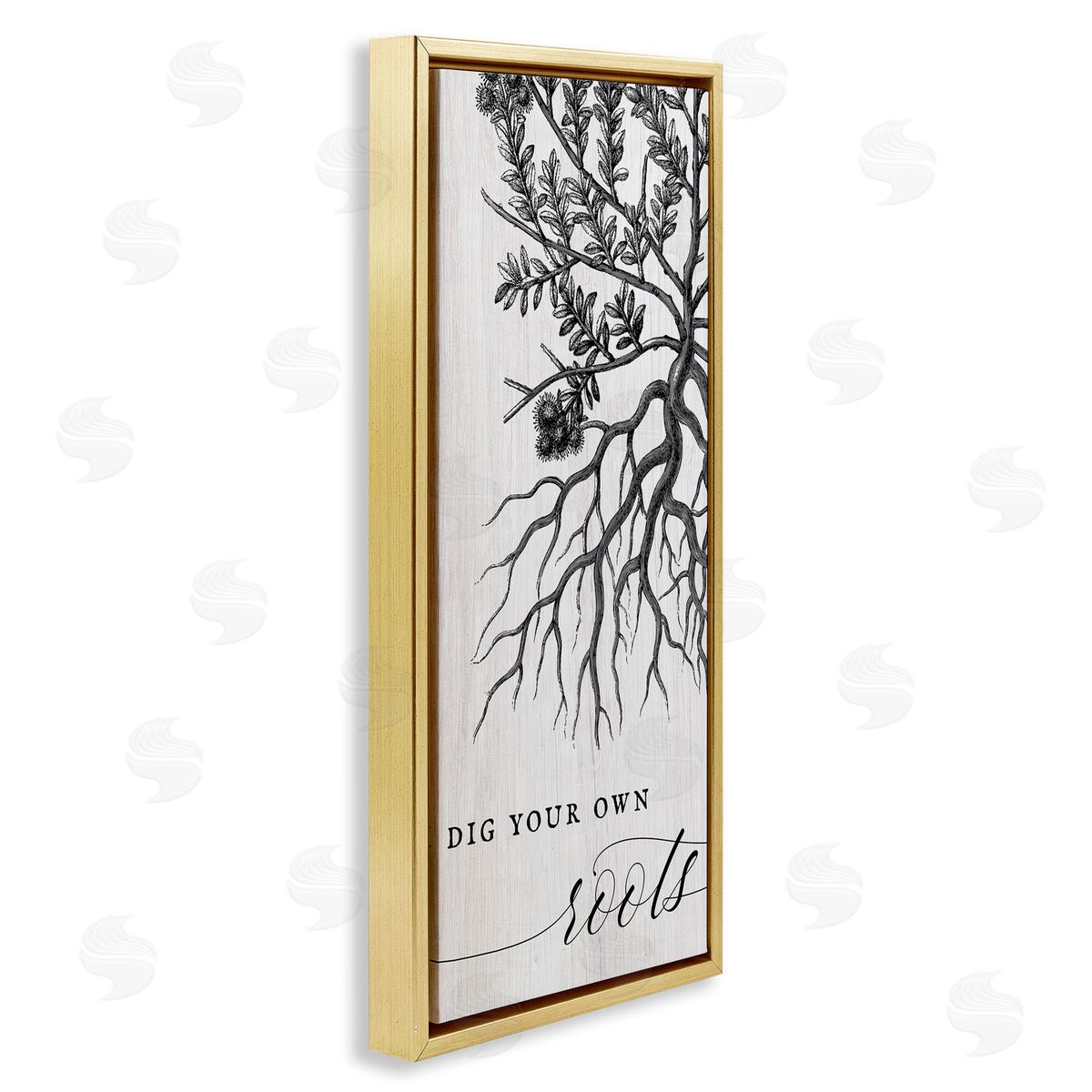 Dig Your Own Roots Empowering Gold Floating Frame Canvas Wall Art, Home Decor by Stupell Studio