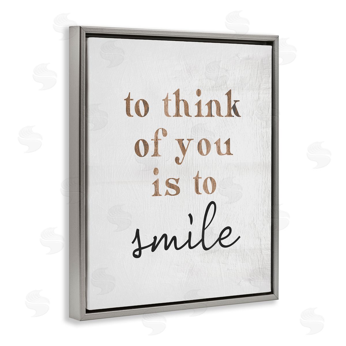 Stupell Studio Romantic Smile Quote Pretty Glam Detail Typography  Gray Floating Frame Canvas Wall Art Print