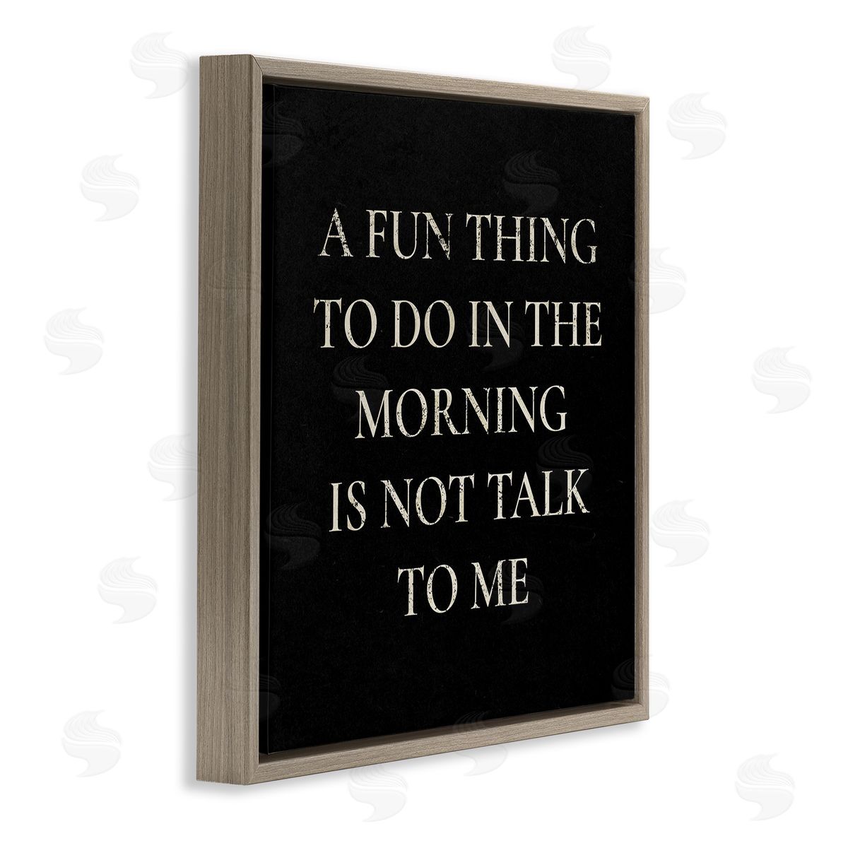 Stupell Studio Don't Talk To Me Silly Morning Quote Humor Brown Floating Frame Canvas Wall Art Print