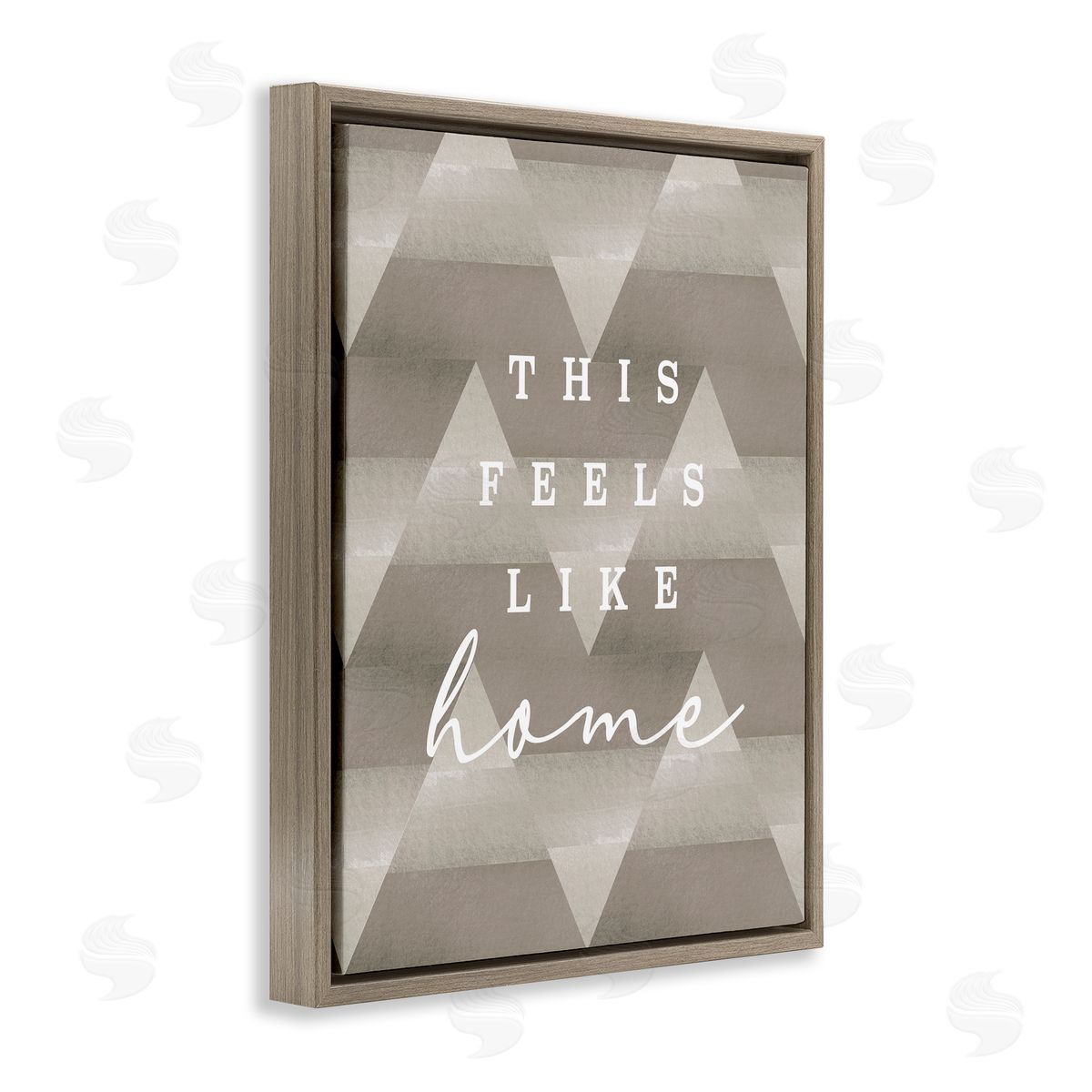 Stupell Studio This Feels Like Home Mountain Pattern Typography  Brown Floating Frame Canvas Wall Art Print