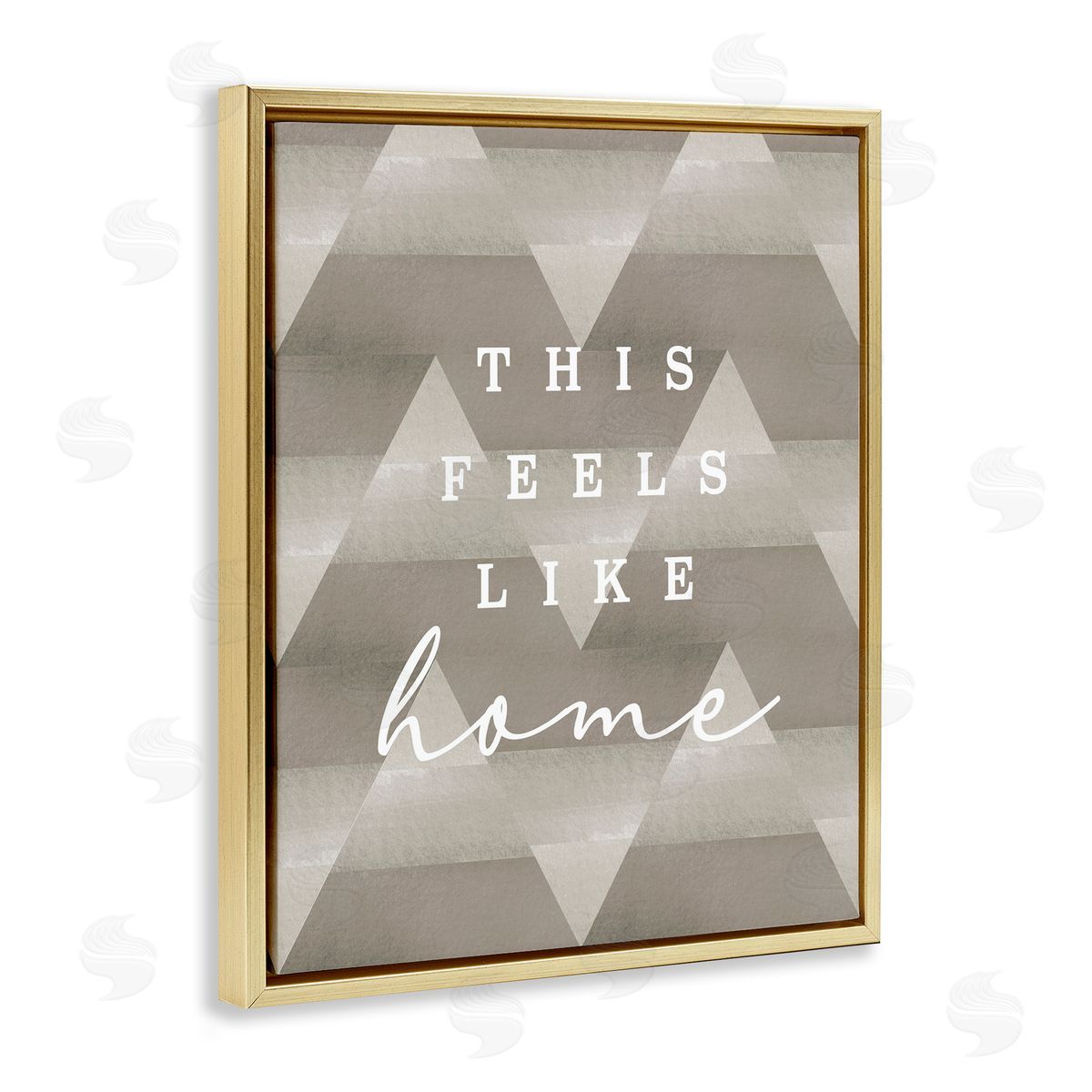 Stupell Studio This Feels Like Home Mountain Pattern Typography  Gold Floating Frame Canvas Wall Art Print