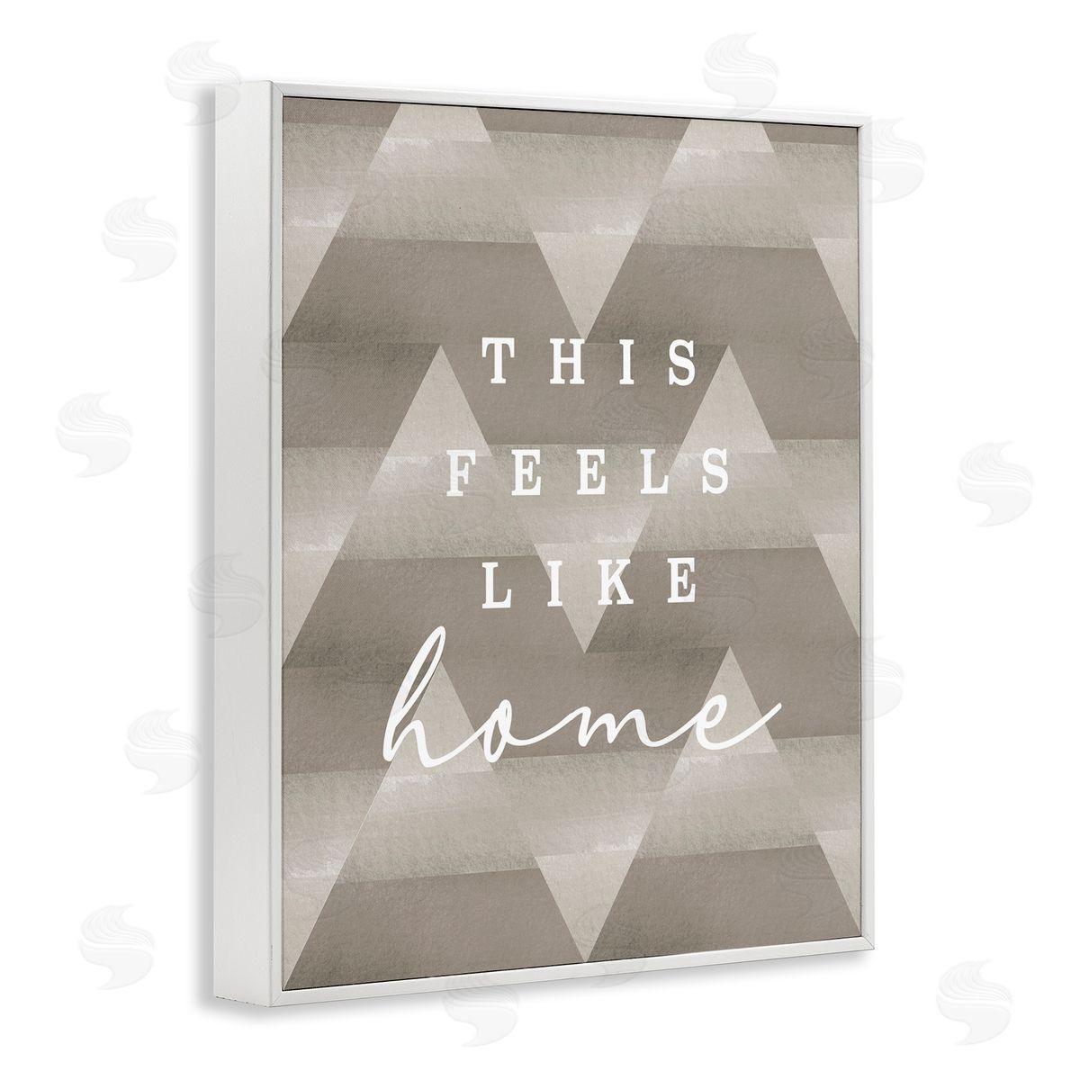 Stupell Studio This Feels Like Home Mountain Pattern Typography  White Framed Giclee Wall Art Print
