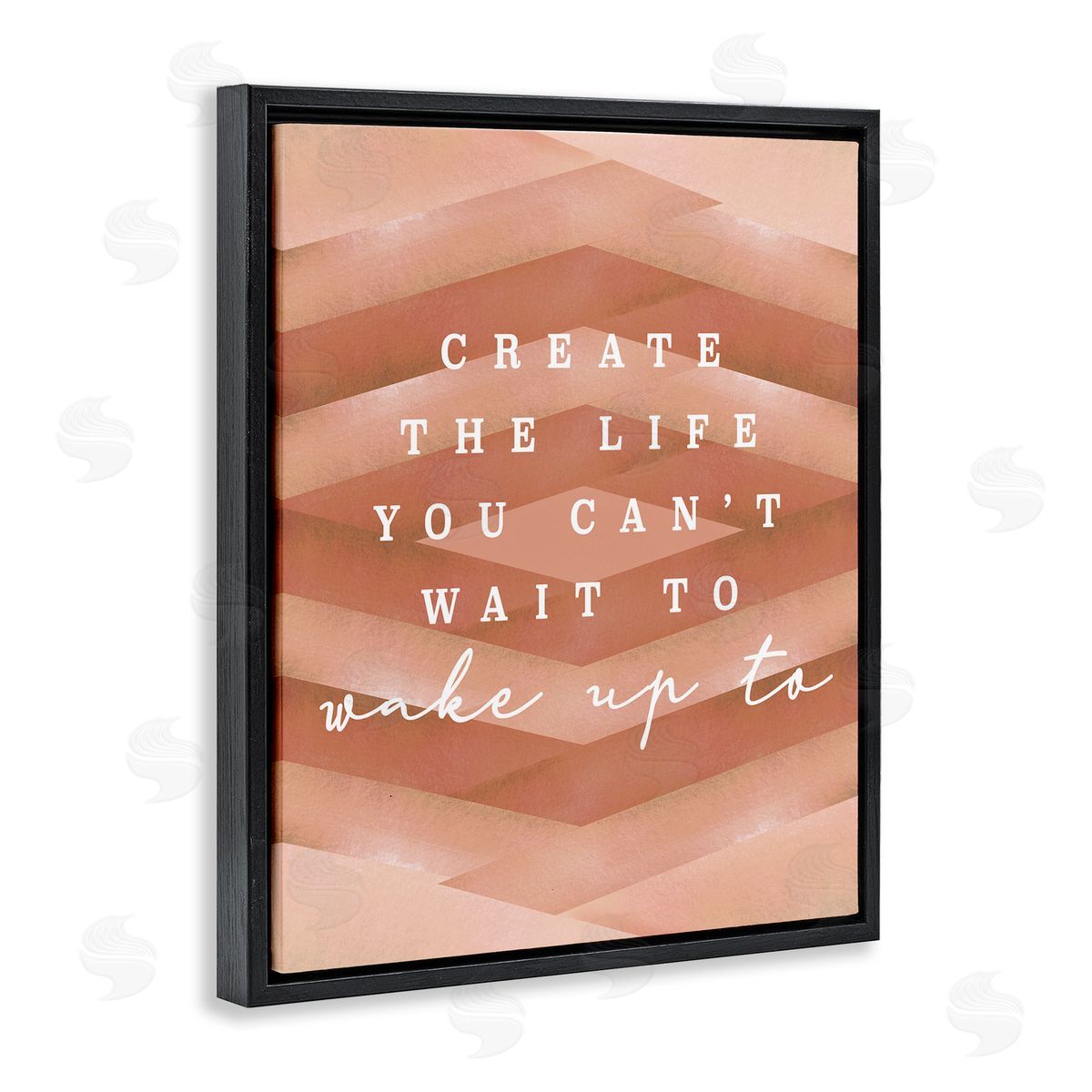 Stupell Studio Uplifting Inspirational Quote Geometric Stripes Black Floating Frame Canvas Wall Art Print