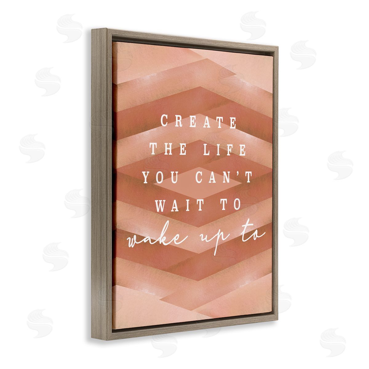 Stupell Studio Uplifting Inspirational Quote Geometric Stripes Brown Floating Frame Canvas Wall Art Print