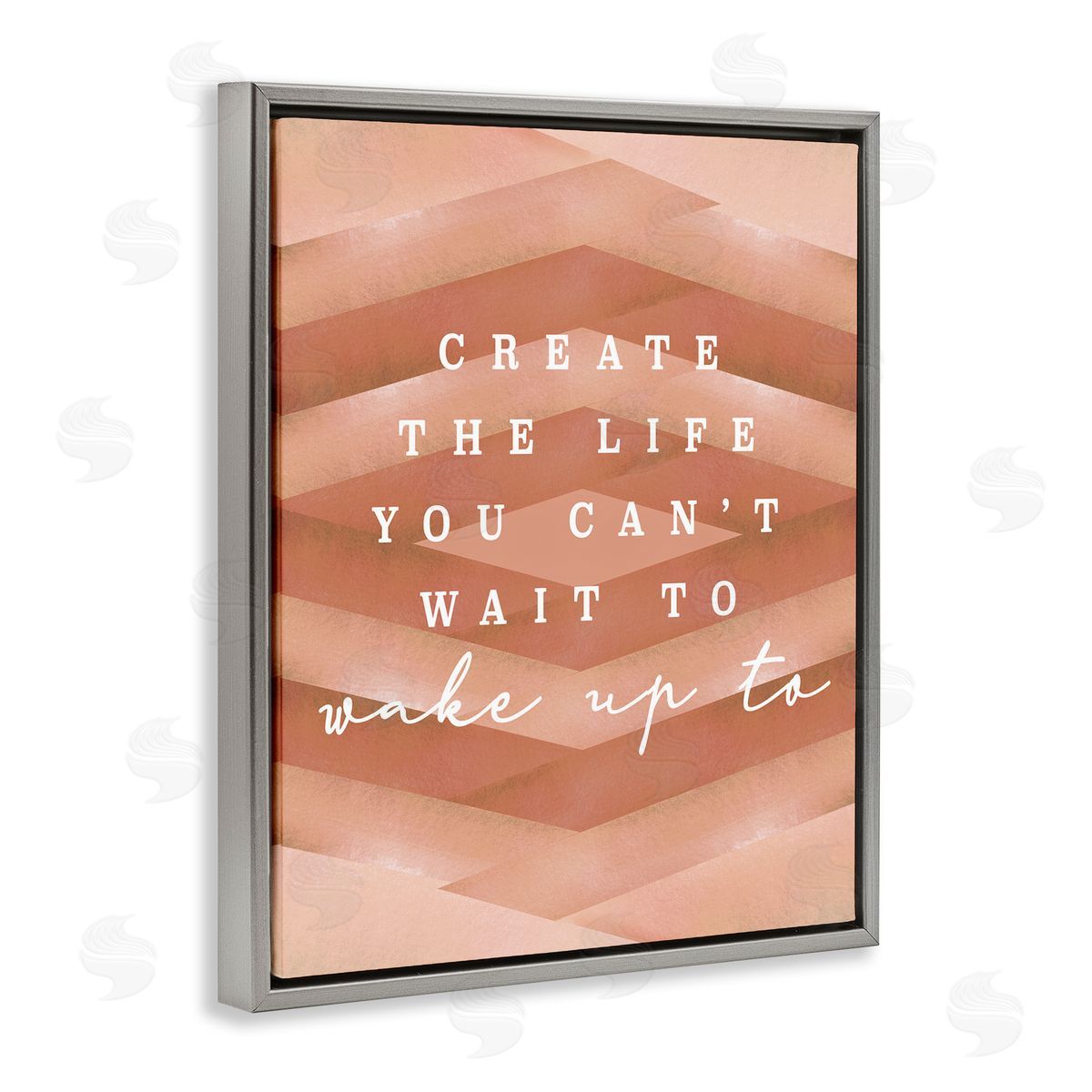 Stupell Studio Uplifting Inspirational Quote Geometric Stripes Gray Floating Frame Canvas Wall Art Print