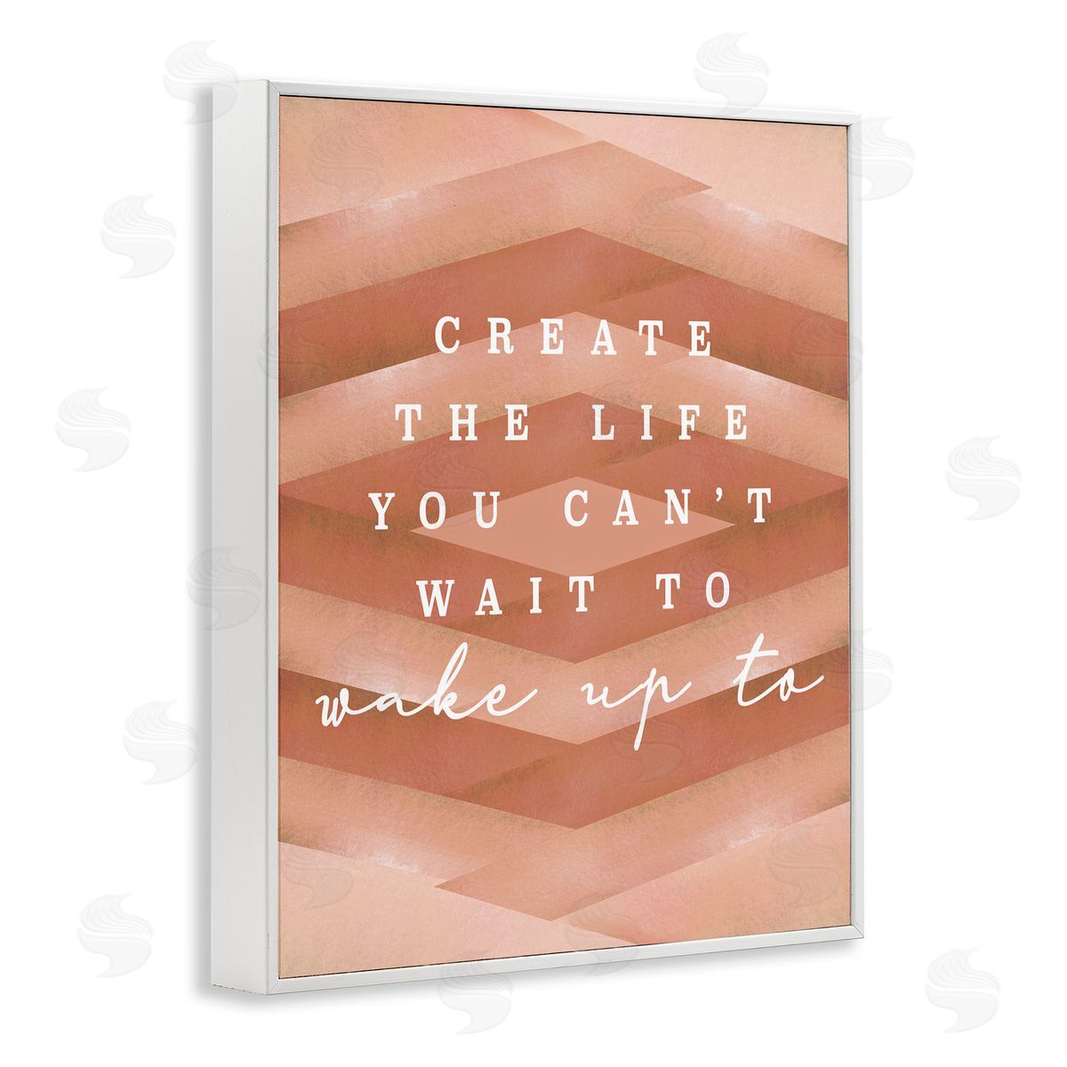 Stupell Studio Uplifting Inspirational Quote Geometric Stripes White Framed Giclee Wall Art Print