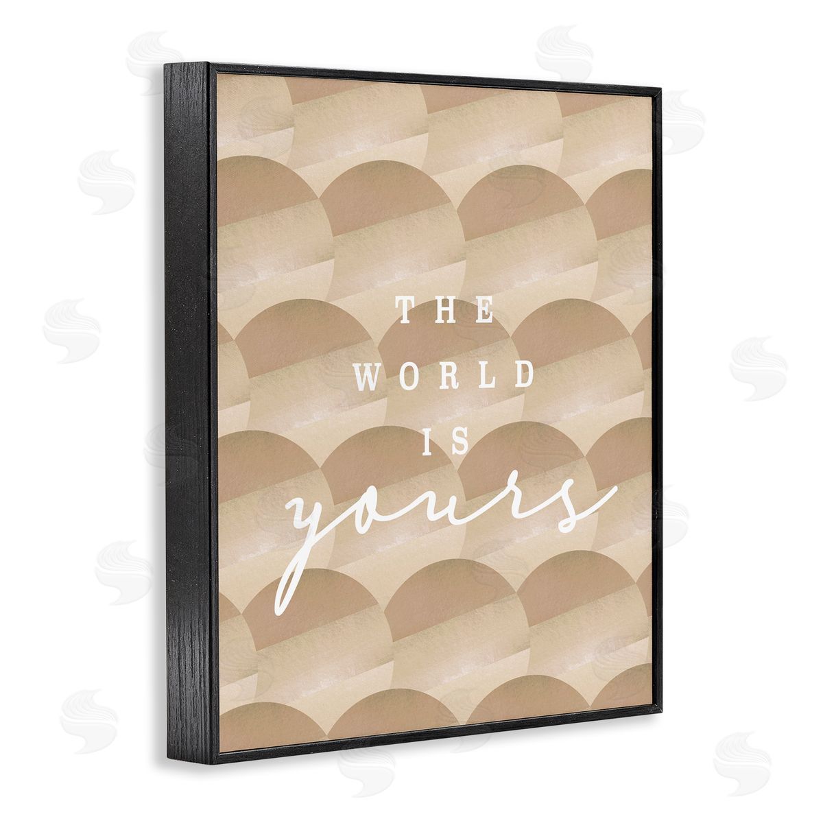 Stupell Studio World Is Yours Phrase Geometric Circle Pattern  Black Framed Giclee Wall Art Print