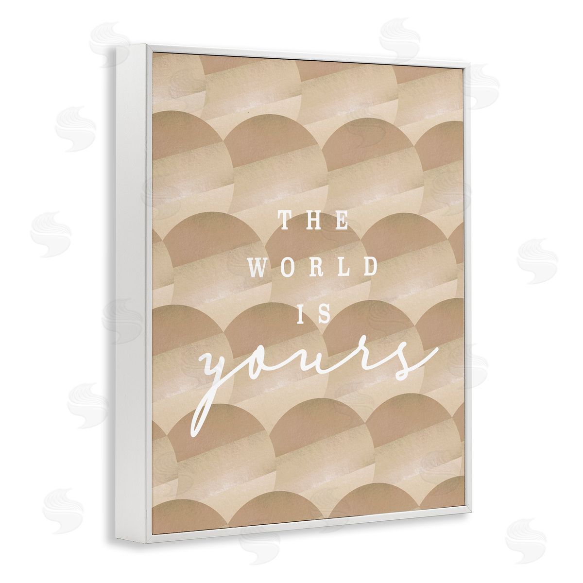 Stupell Studio World Is Yours Phrase Geometric Circle Pattern  White Framed Giclee Wall Art Print