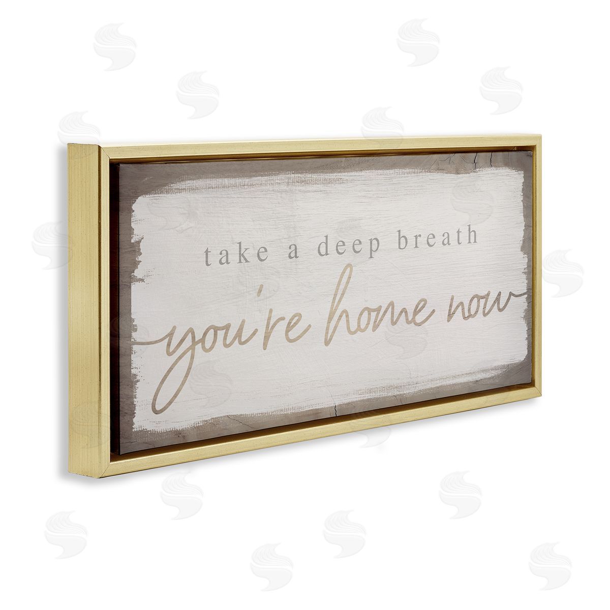 You're Home Now Weathered Chic Gold Floating Frame Canvas Wall Art, Home Decor by Stupell Studio