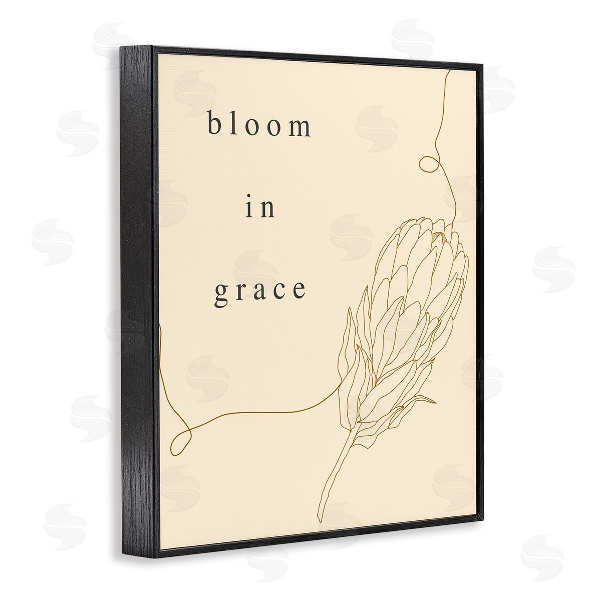 Stupell Studio Bloom In Grace Minimalistic Plant Blossom Line Drawing Black Framed Giclee Wall Art Print