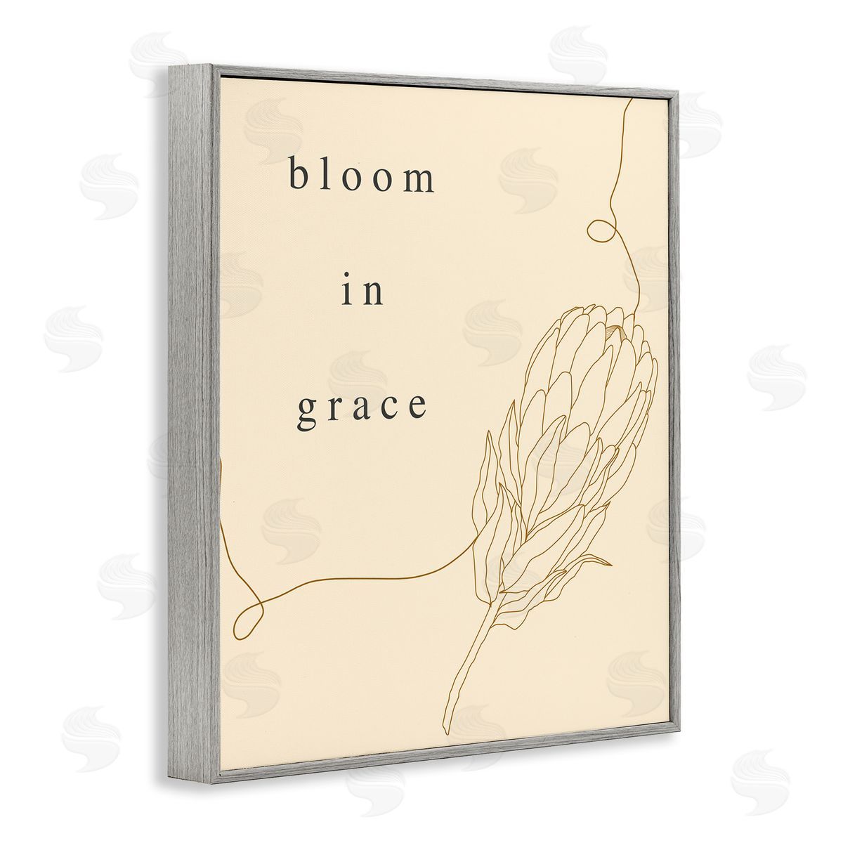 Stupell Studio Bloom In Grace Minimalistic Plant Blossom Line Drawing Gray Framed Giclee Wall Art Print