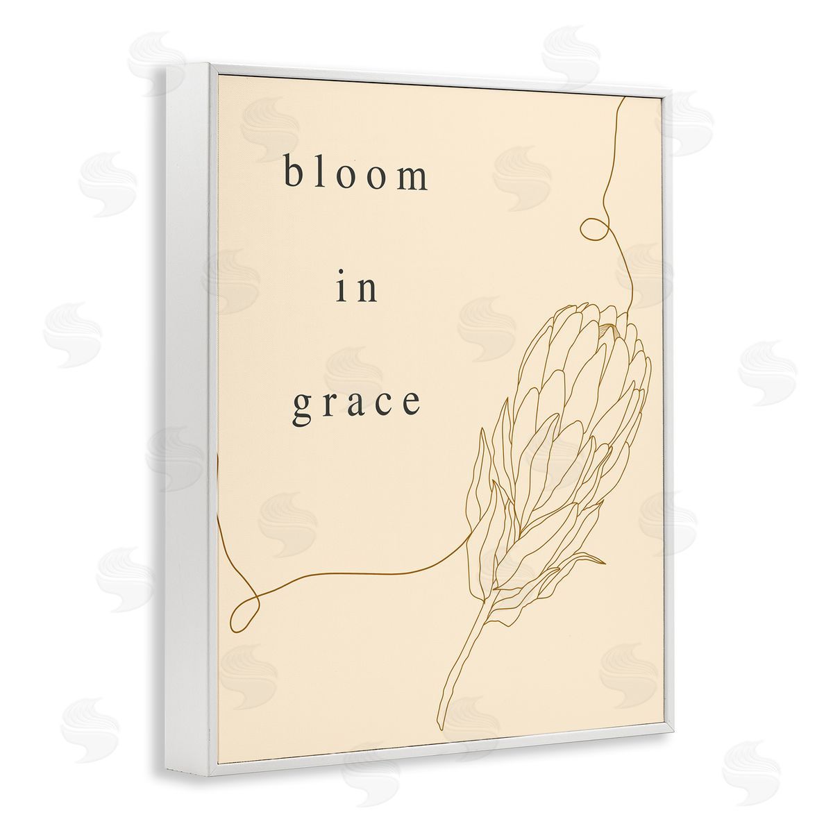 Stupell Studio Bloom In Grace Minimalistic Plant Blossom Line Drawing White Framed Giclee Wall Art Print