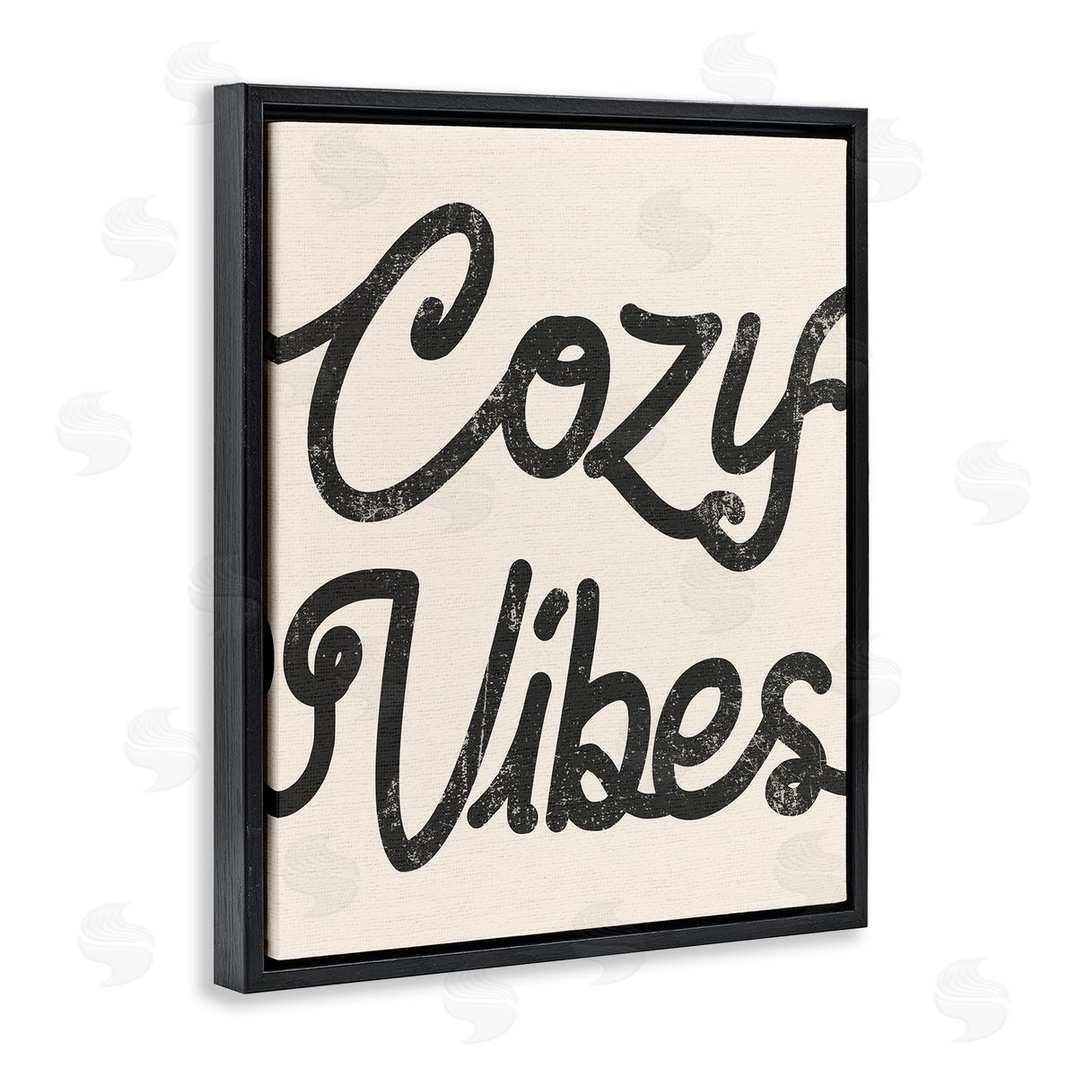 Stupell Studio Cozy Vibes Retro Vintage Typography Phrase Black Floating Frame Canvas Wall Art Print