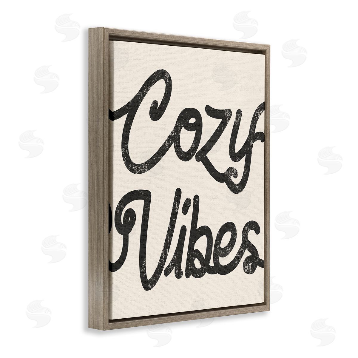 Stupell Studio Cozy Vibes Retro Vintage Typography Phrase Brown Floating Frame Canvas Wall Art Print