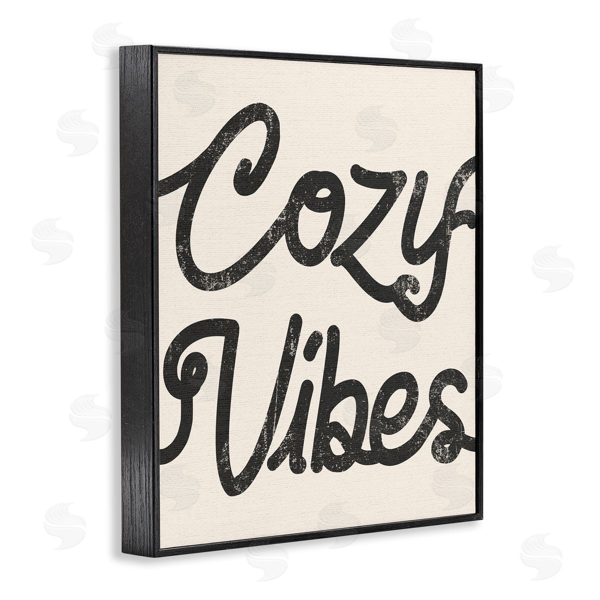 Stupell Studio Cozy Vibes Retro Vintage Typography Phrase Black Framed Giclee Wall Art Print