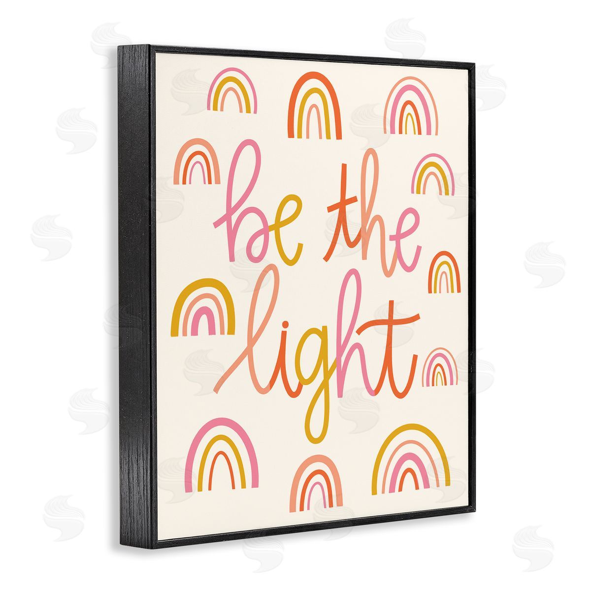Taylor Shannons Be The Light Saying Bold Rainbow Stripes Pattern  Black Framed Giclee Wall Art Print