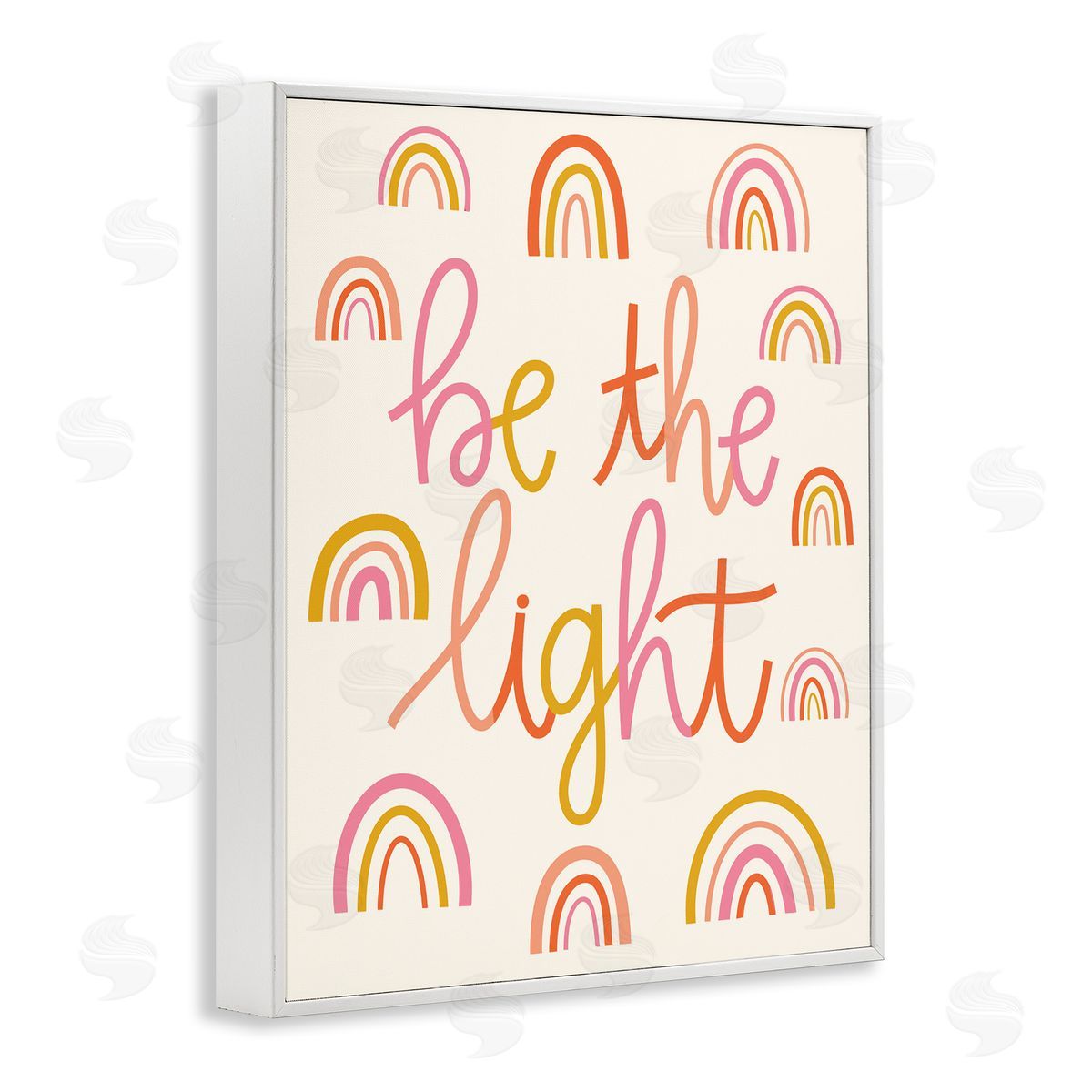 Taylor Shannons Be The Light Saying Bold Rainbow Stripes Pattern  White Framed Giclee Wall Art Print