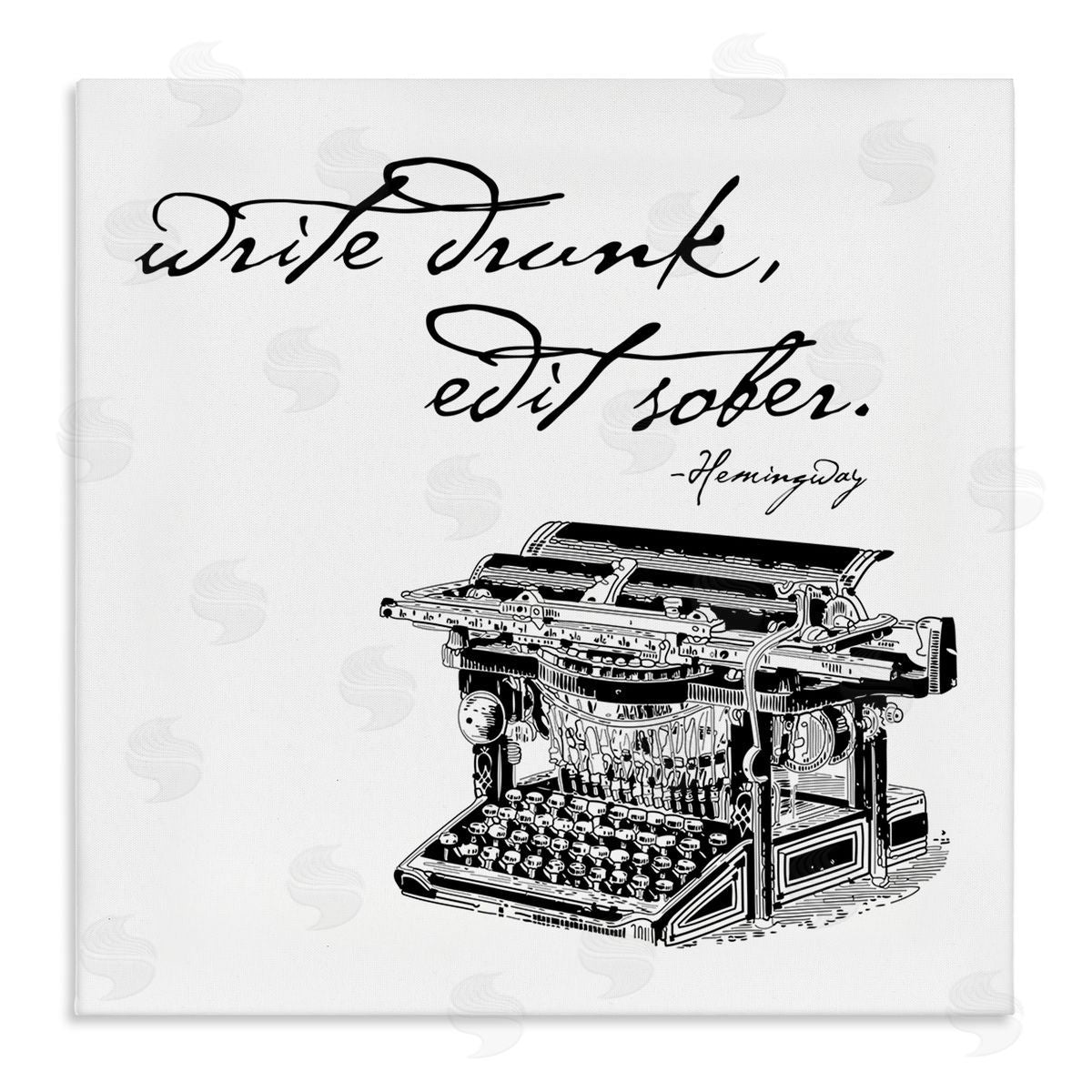 Amy Brinkman Vintage Hemmingway Script Quote Classic Typewriter Motif Stretched Canvas Wall Art Print