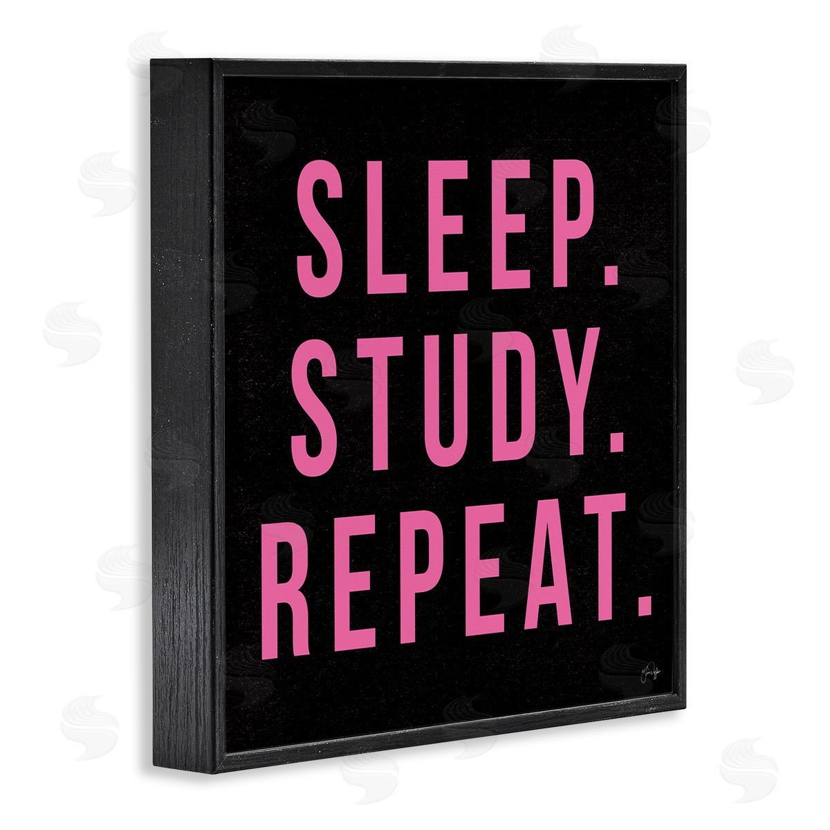 Yass Naffas Designs Sleep Study Repeat Black & Pink Student Typography Black Framed Glicee Wall Art Print