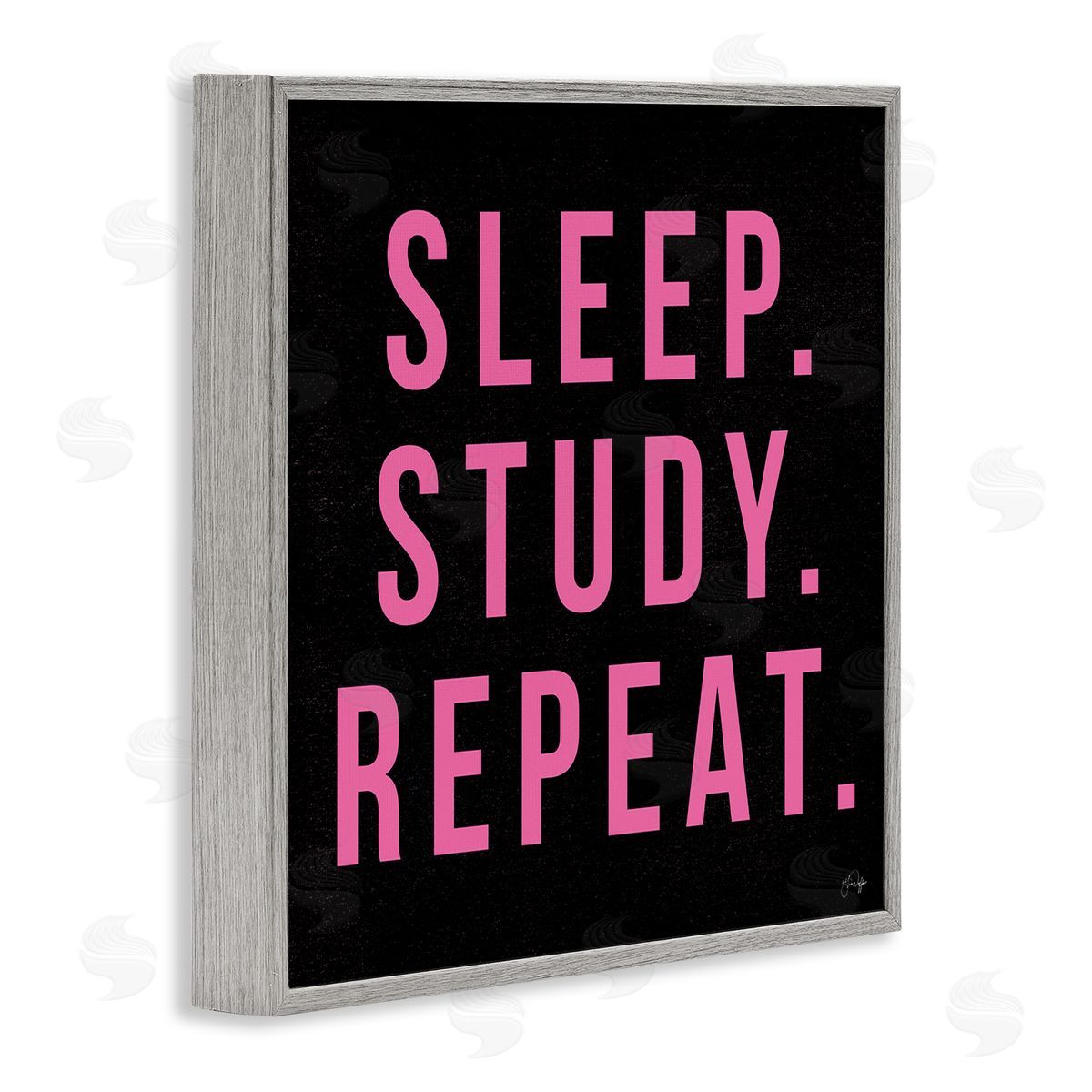 Yass Naffas Designs Sleep Study Repeat Black & Pink Student Typography Gray Framed Glicee Wall Art Print