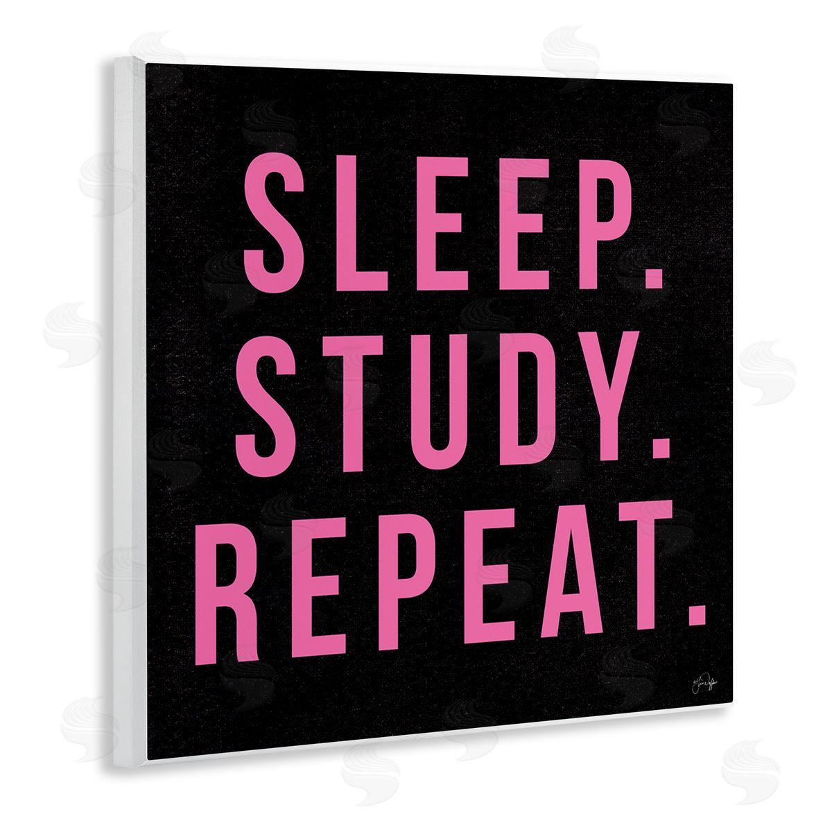 Yass Naffas Designs Sleep Study Repeat Black & Pink Student Typography Wooden Wall Plaque Art Print