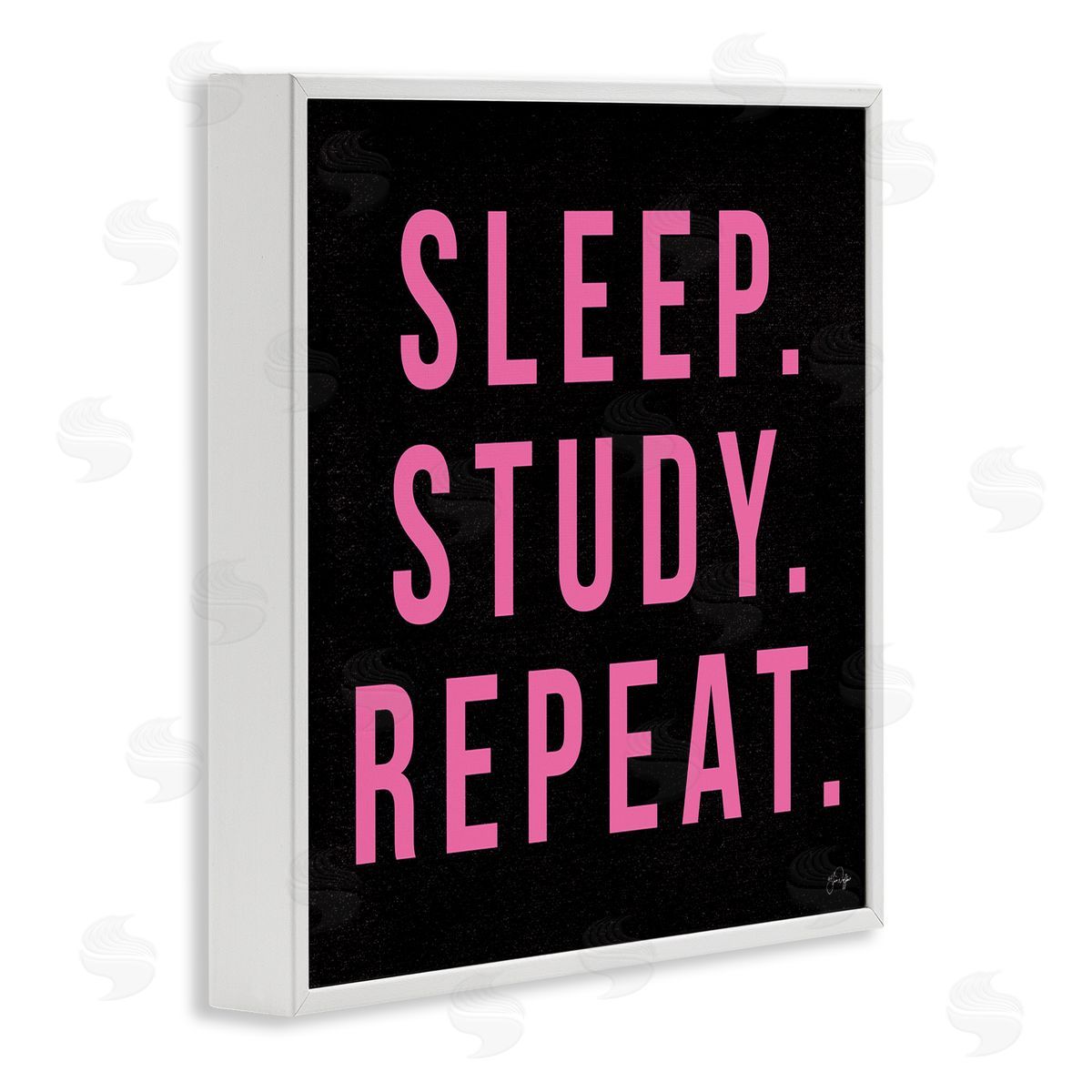 Yass Naffas Designs Sleep Study Repeat Black & Pink Student Typography White Framed Glicee Wall Art Print